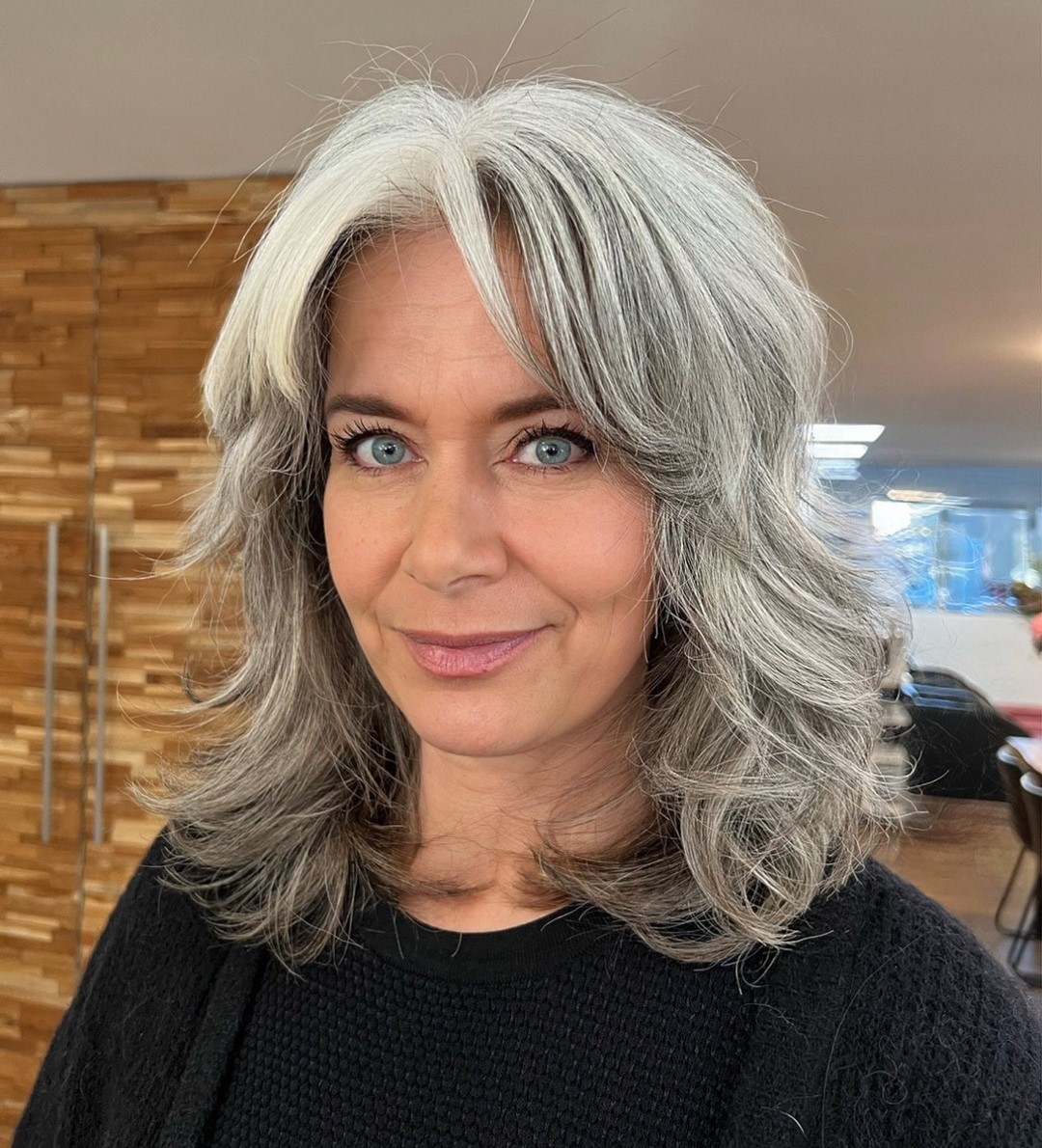 Medium Salt and Pepper Shag with Multiple Layers