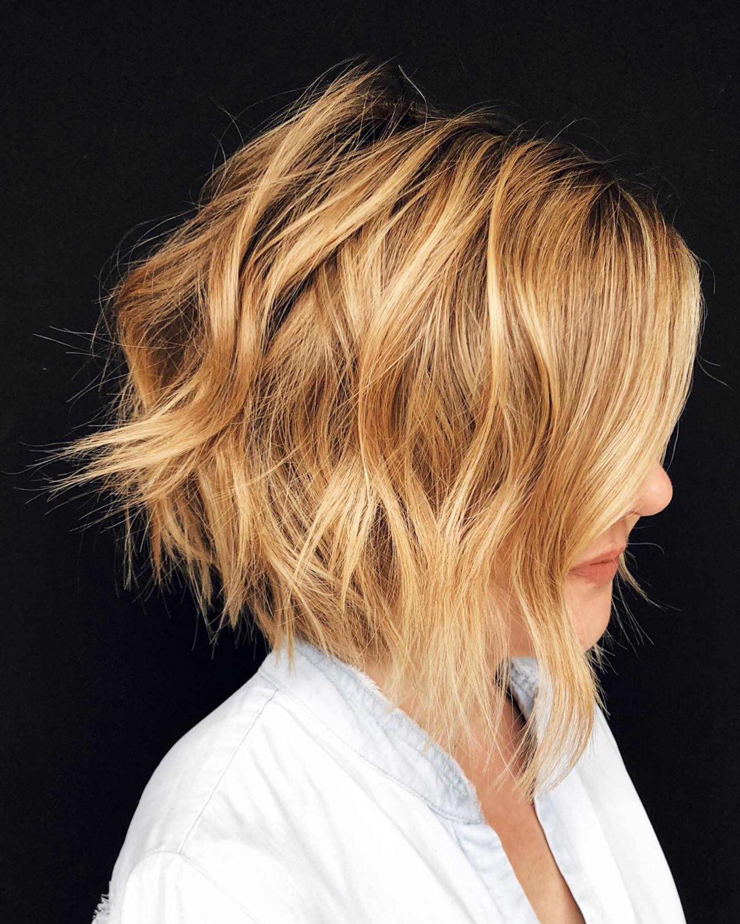 Bob with Layers and Beach Waves