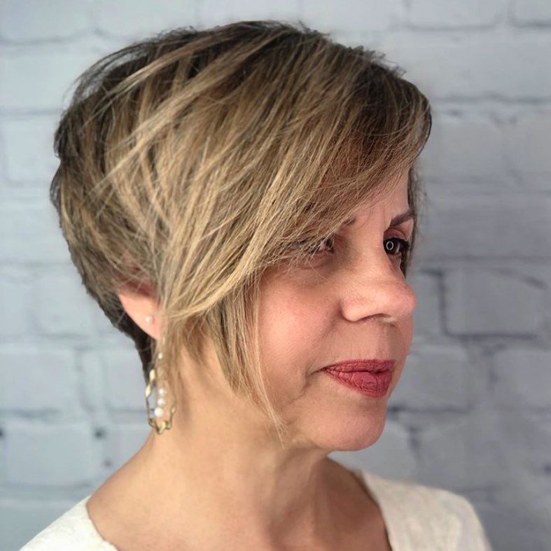 Long Pixie with Blonde Balayage