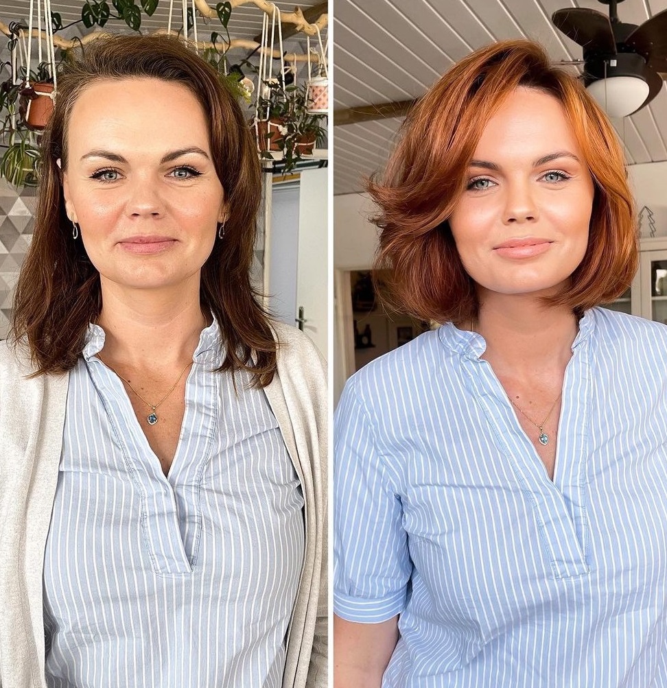 Bob with Side-Swept Bangs for a Large Forehead