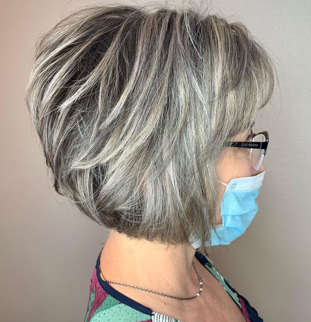 Gray Bob with Highlights and Lowlights