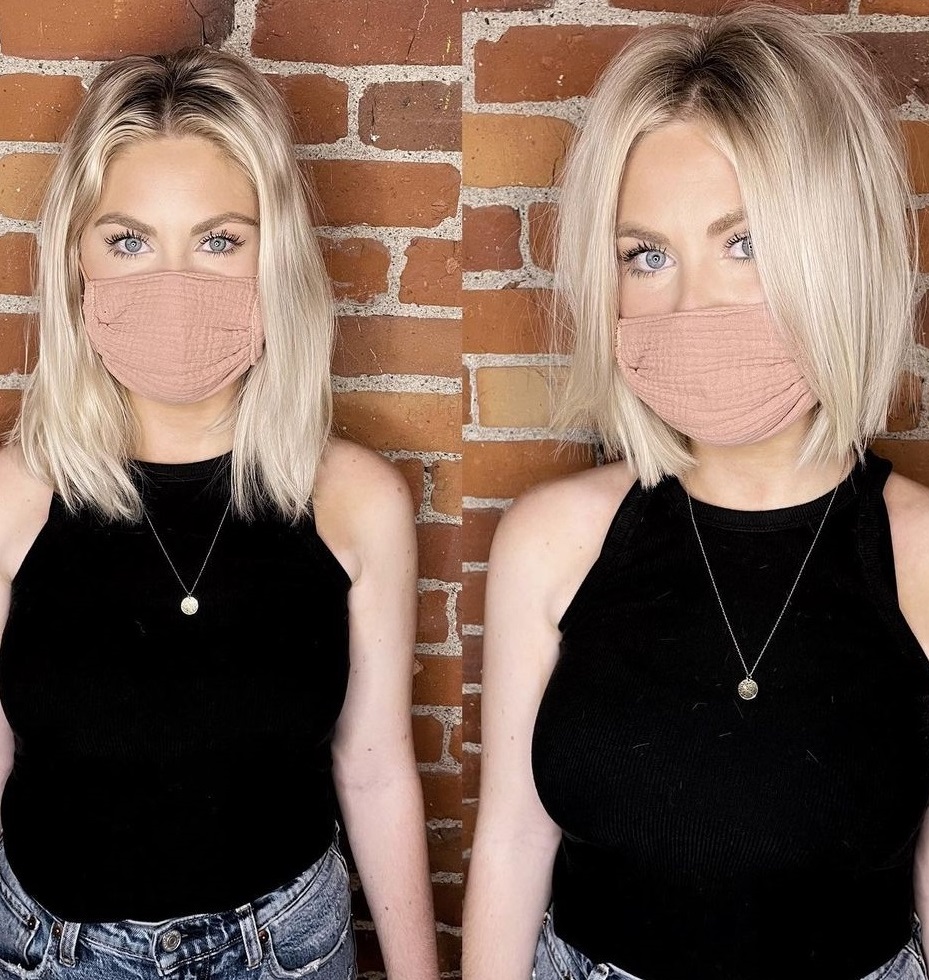 Blunt Bob Haircut Parted in the Middle