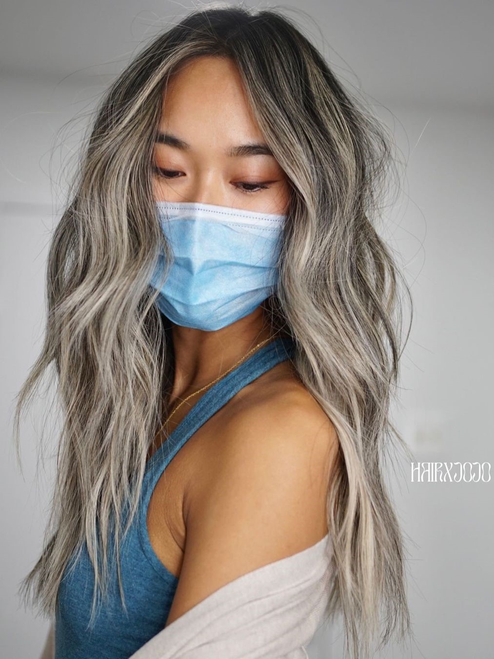 Tan Complexion and Gray Balayage