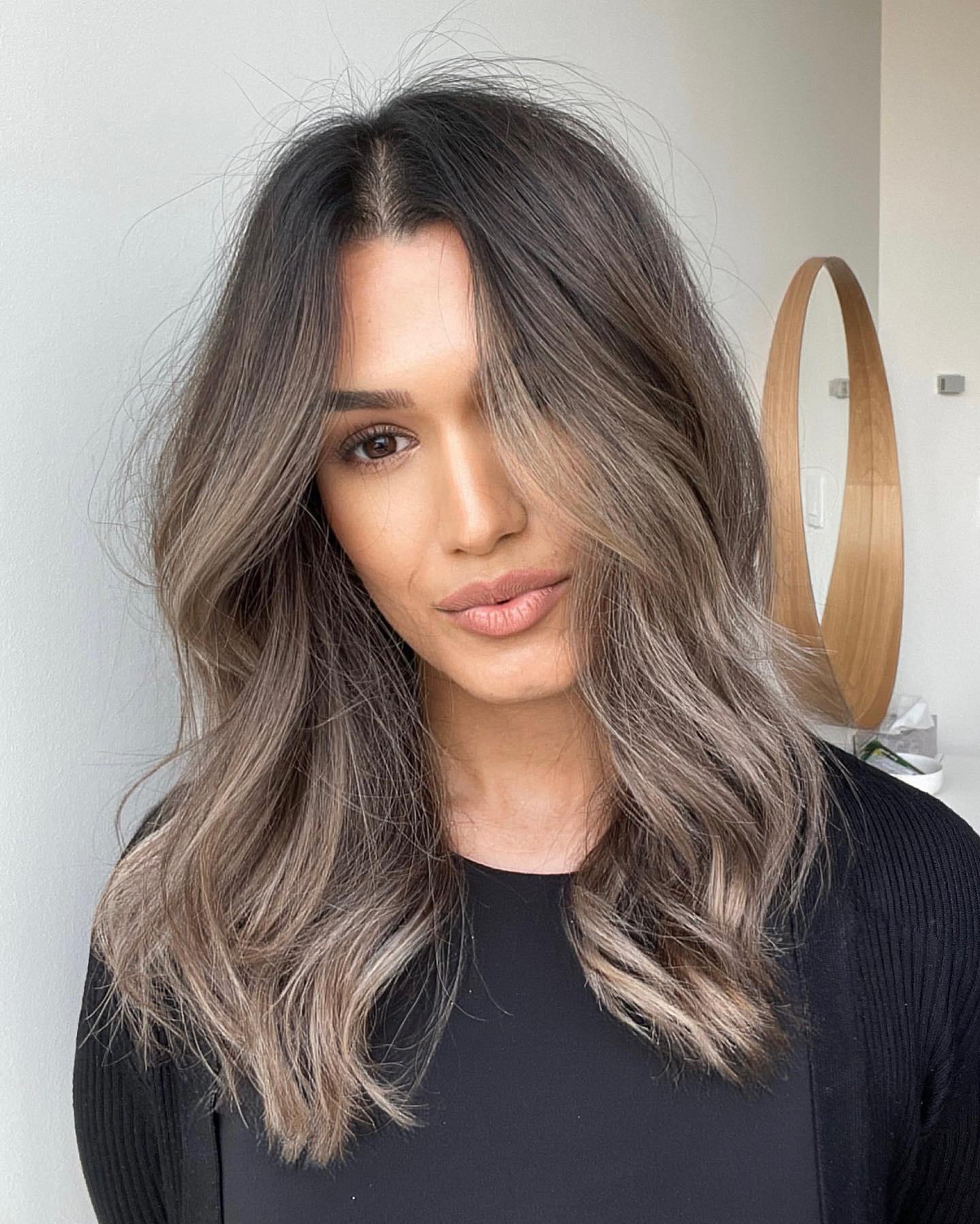 Light Chestnut Brown Hair with Ash Highlights