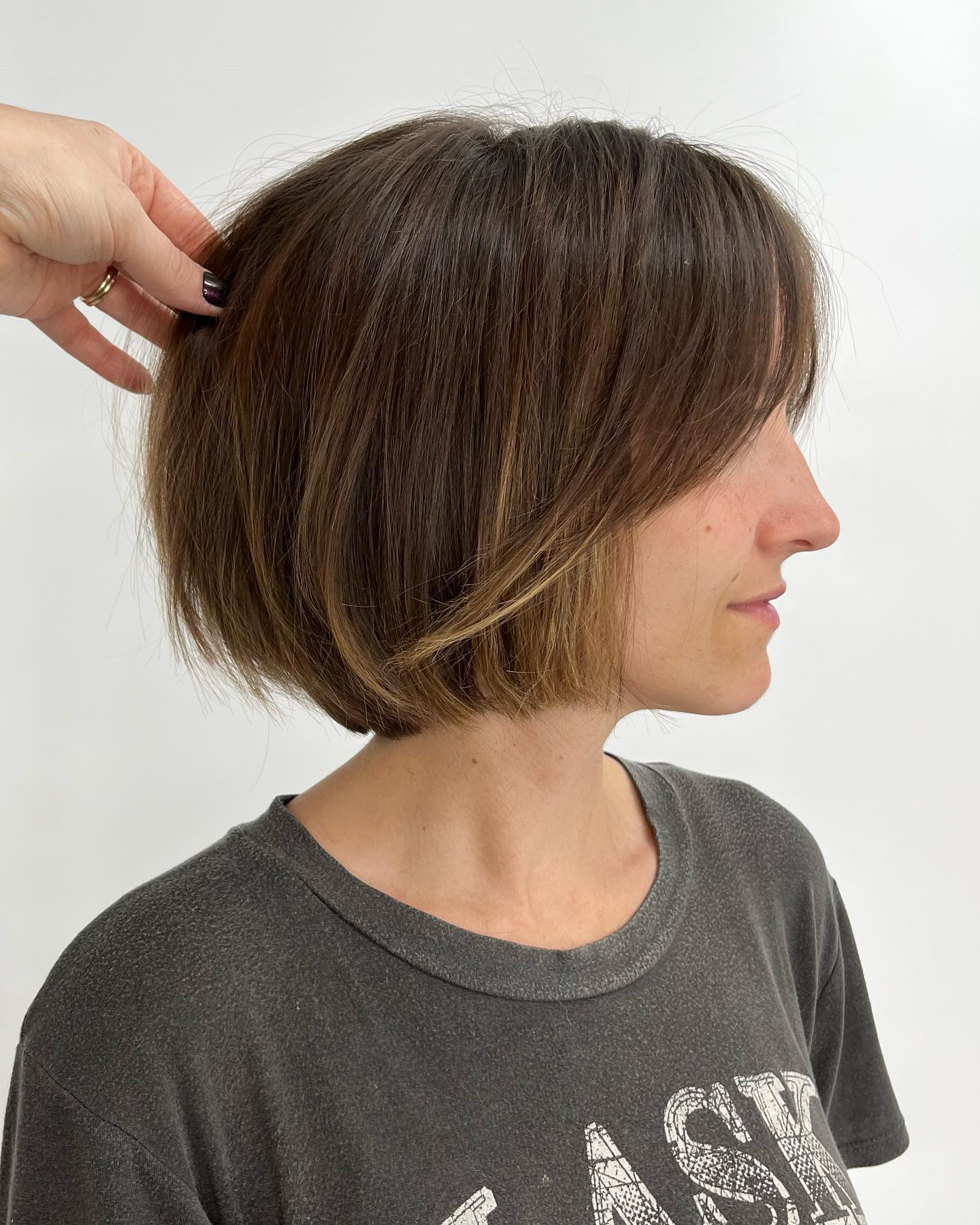 French Bob with Long Curtain Bangs