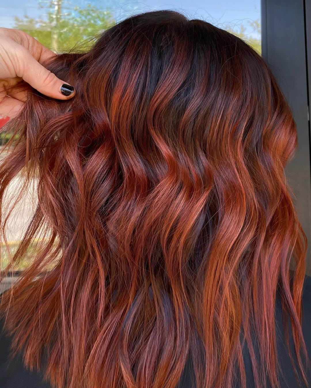 Dark Hair with Copper Red Highlights