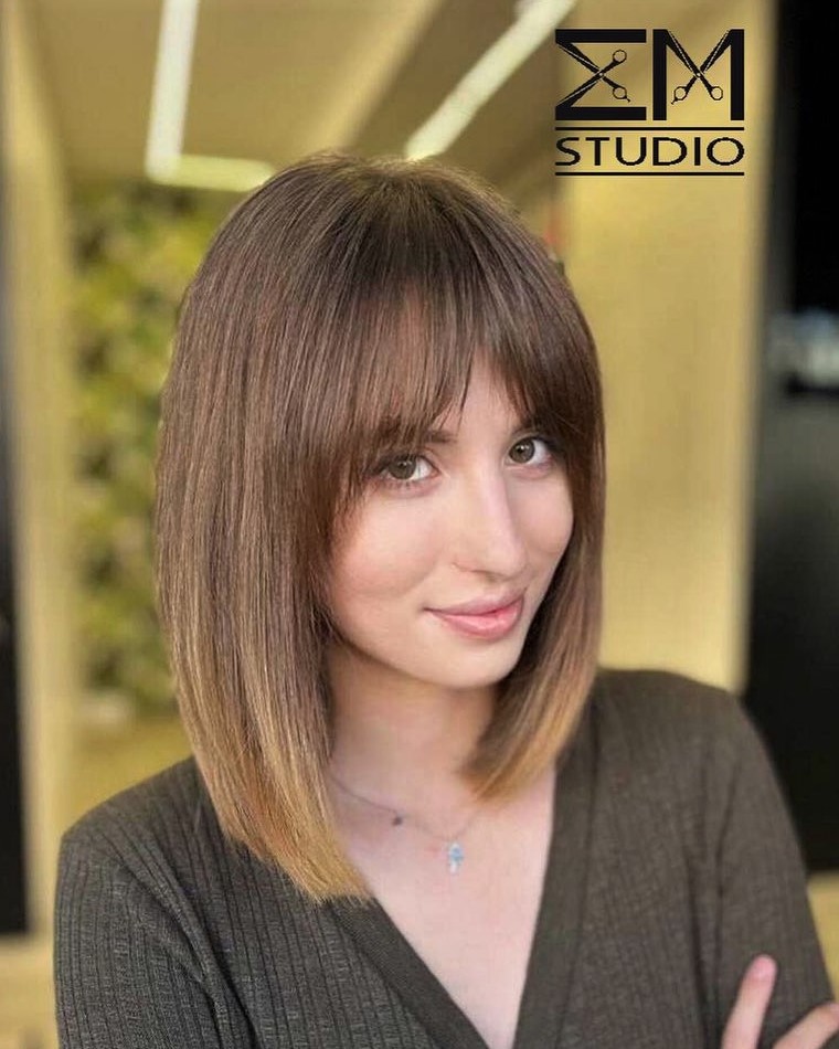 Big Forehead Lob with Bangs