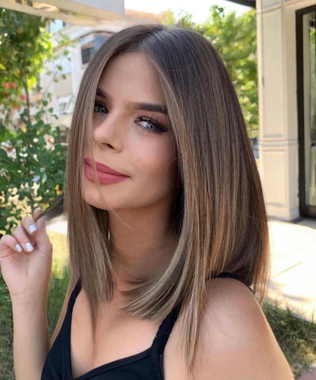 Sleek Long Blunt Bob for Thick Hair