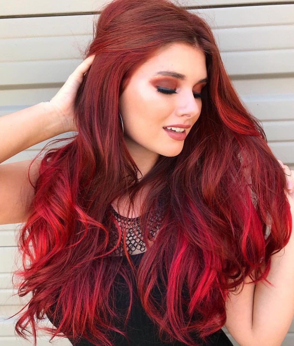 Long Bright Ruby Red Hair