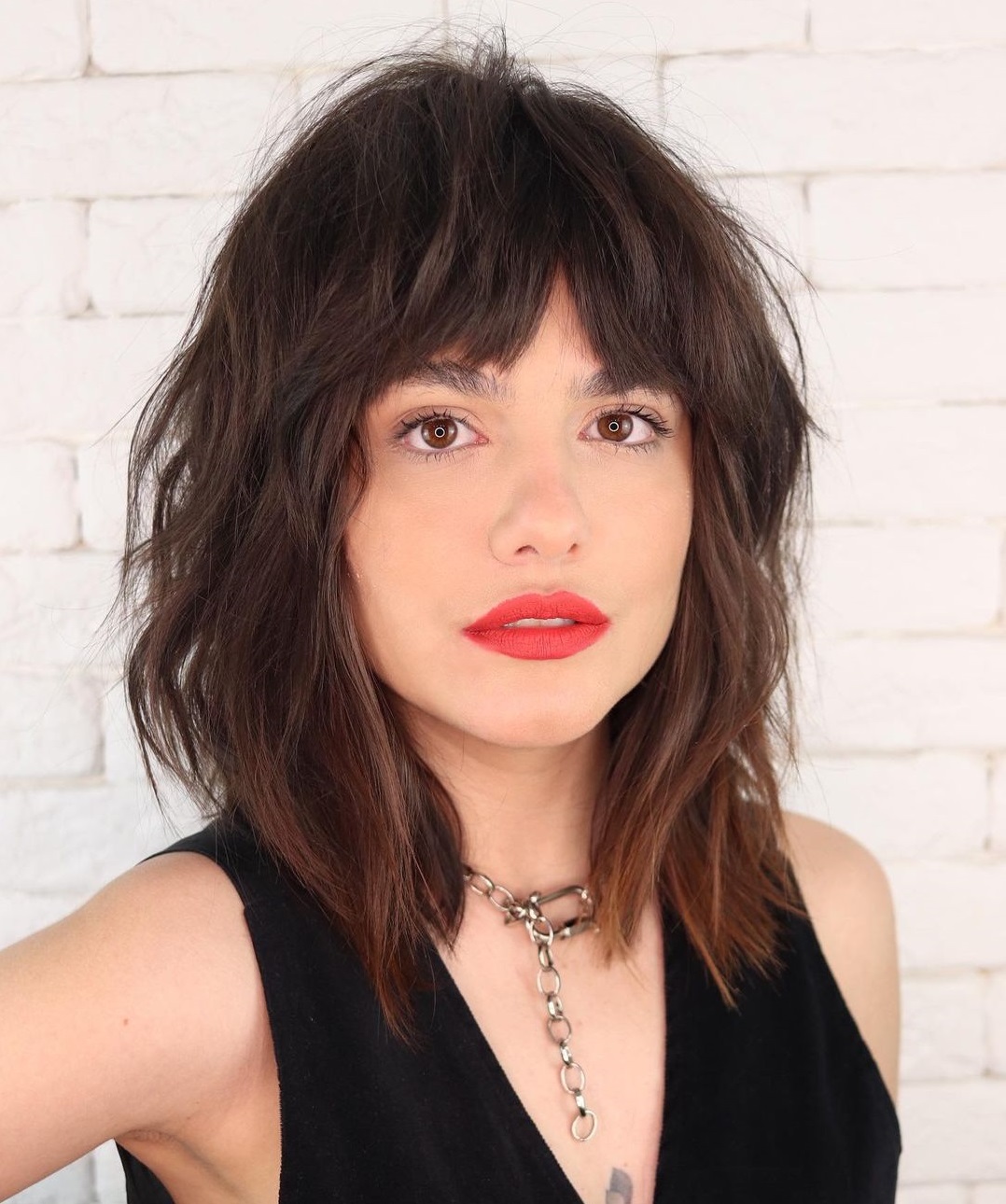 Medium Shag with Thick Bangs