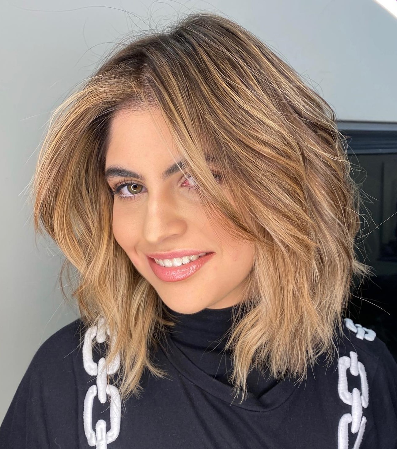 Choppy Mid-Length Cut for Straight Hair