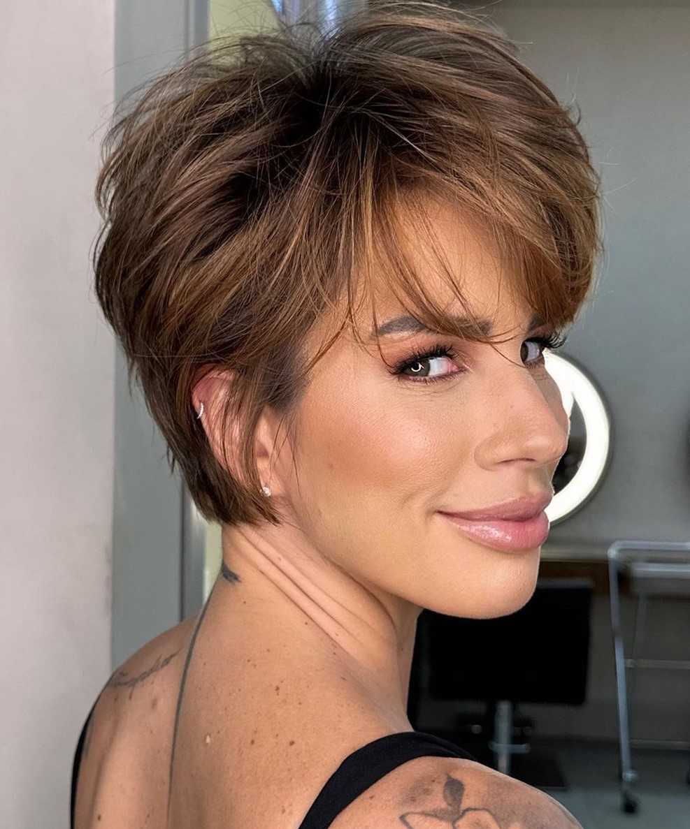 Feathered Pixie with Voluminous Bangs