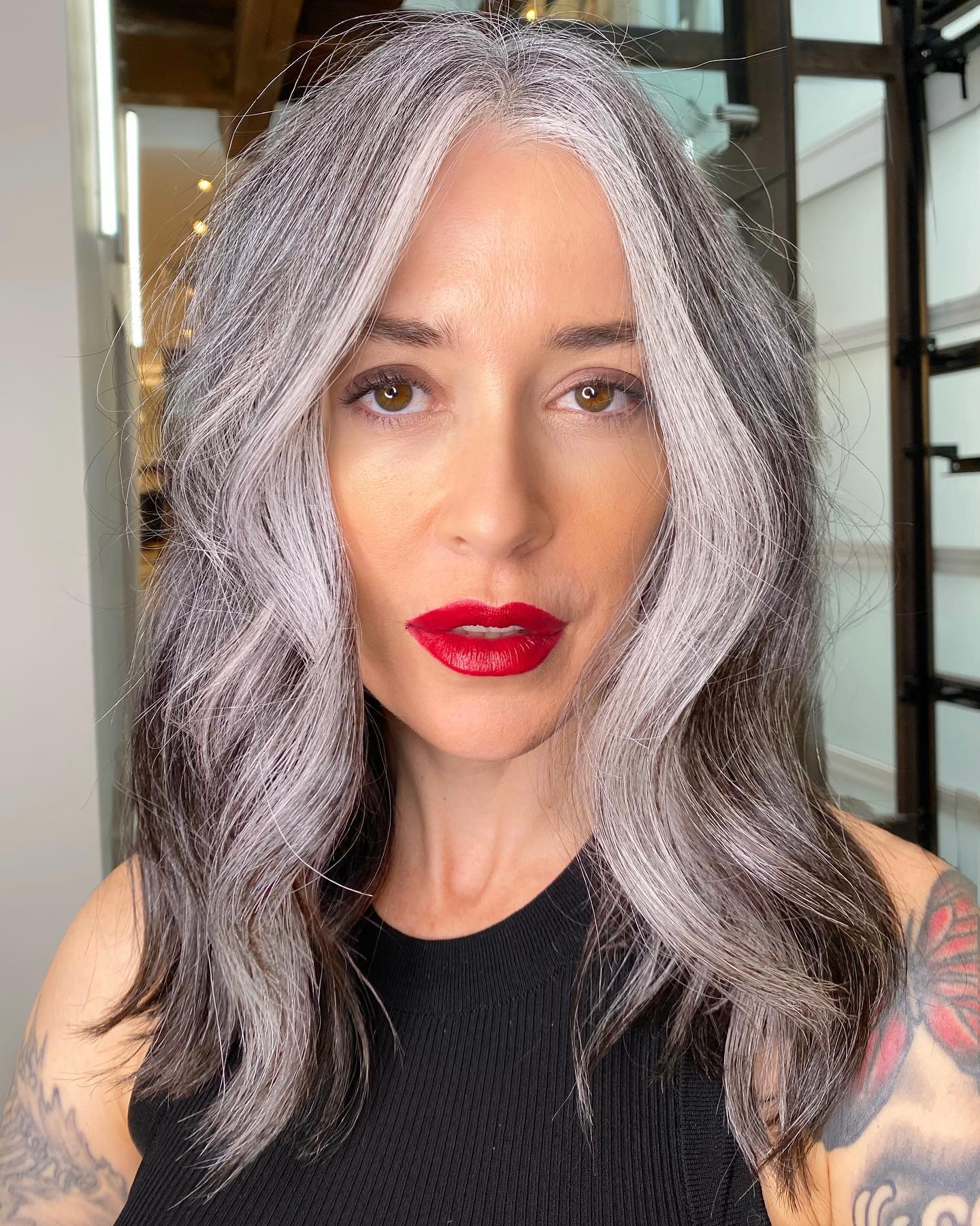 Salt and Pepper Shag with Lowlights in the Ends