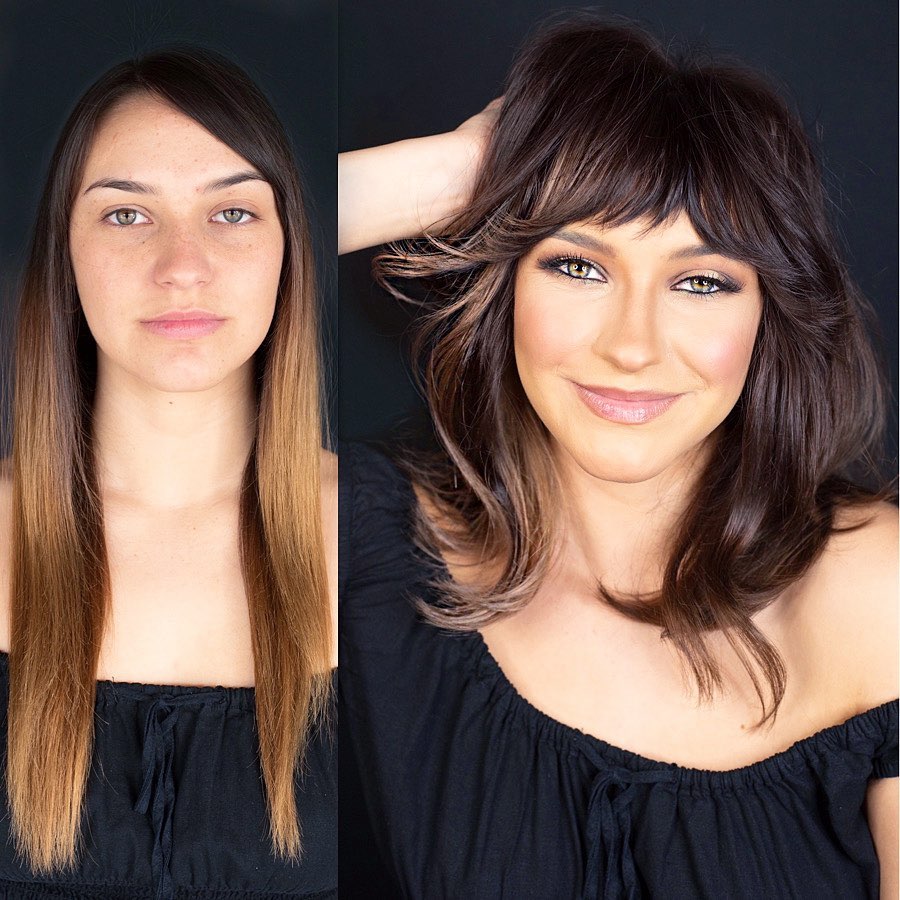 Medium-Length Shag Hairstyle with Bangs