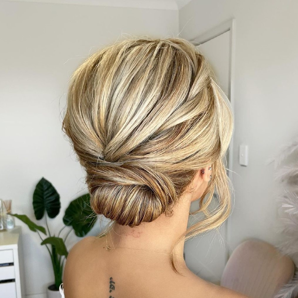 Short Hair Bun with Crown Twist Braids