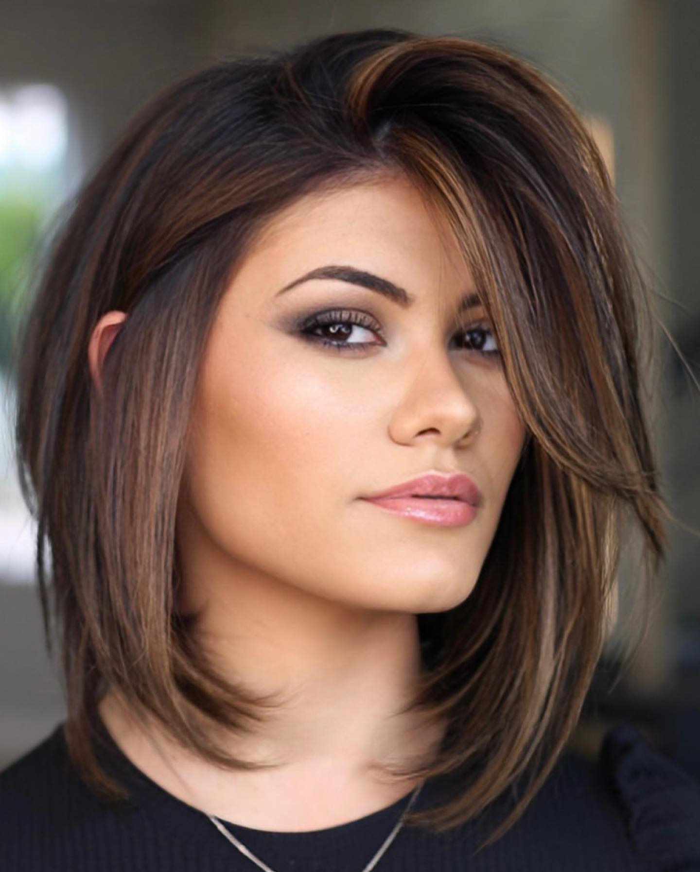 Square Face Layered Lob Hairstyle