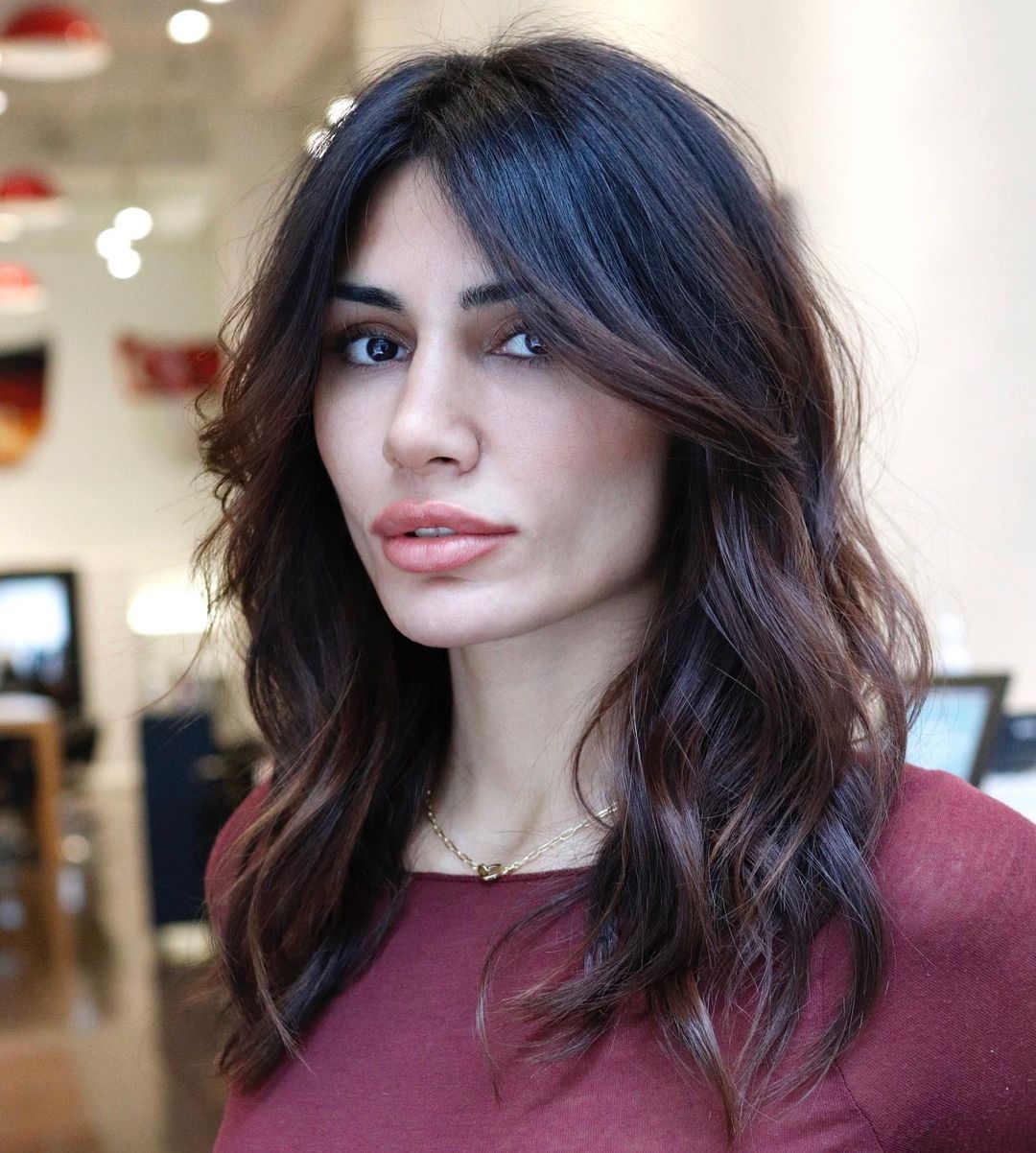 Long Wavy Haircut for a Square Face