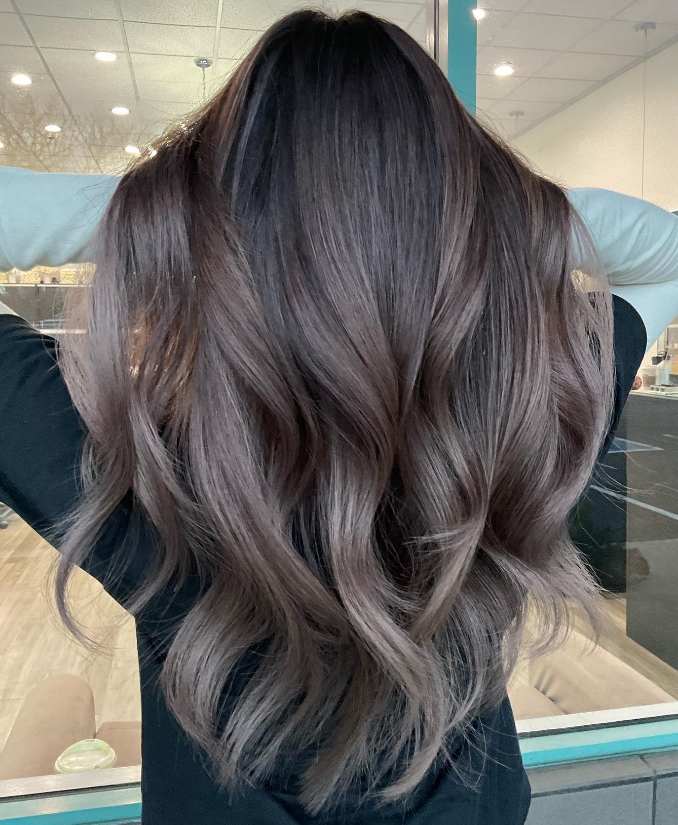 Grayish-Brown Balayage with Silvery Sheen