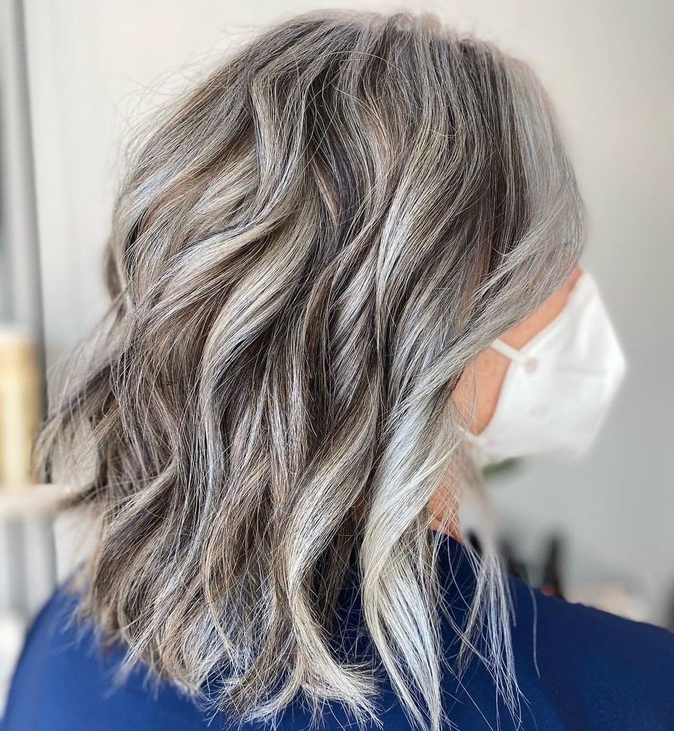 Gray Hair with Brown Lowlights