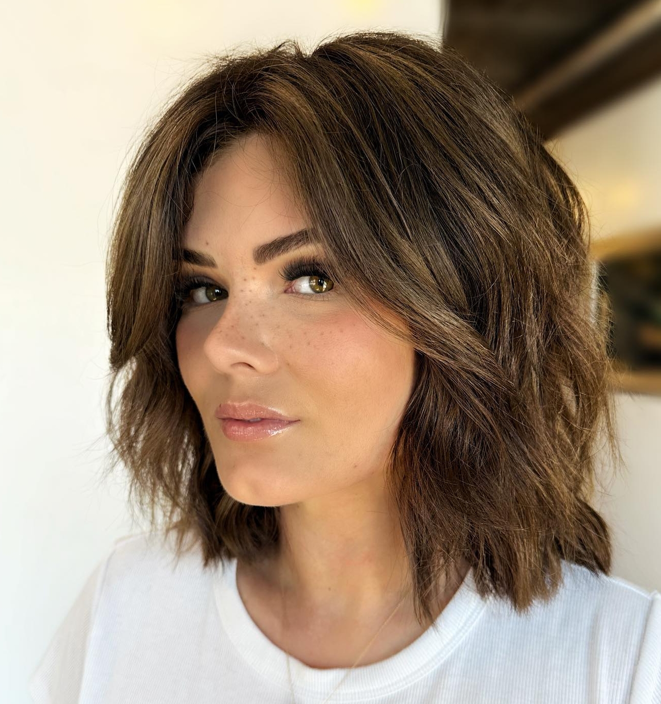 Mid-Length Haircut with Choppy Layers