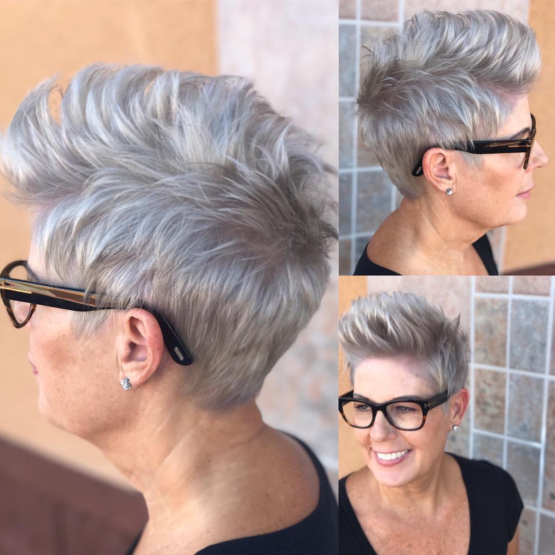Gray Tapered Pixie with Spiky Top