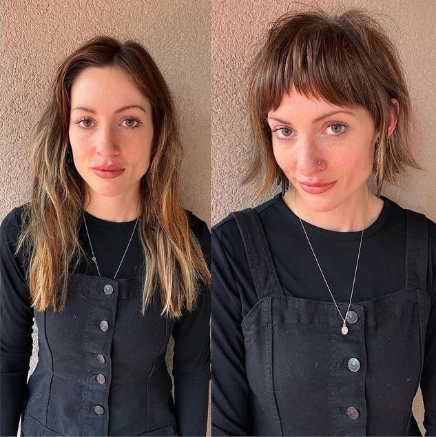 Disconnected Shaggy Choppy Bob Before and After