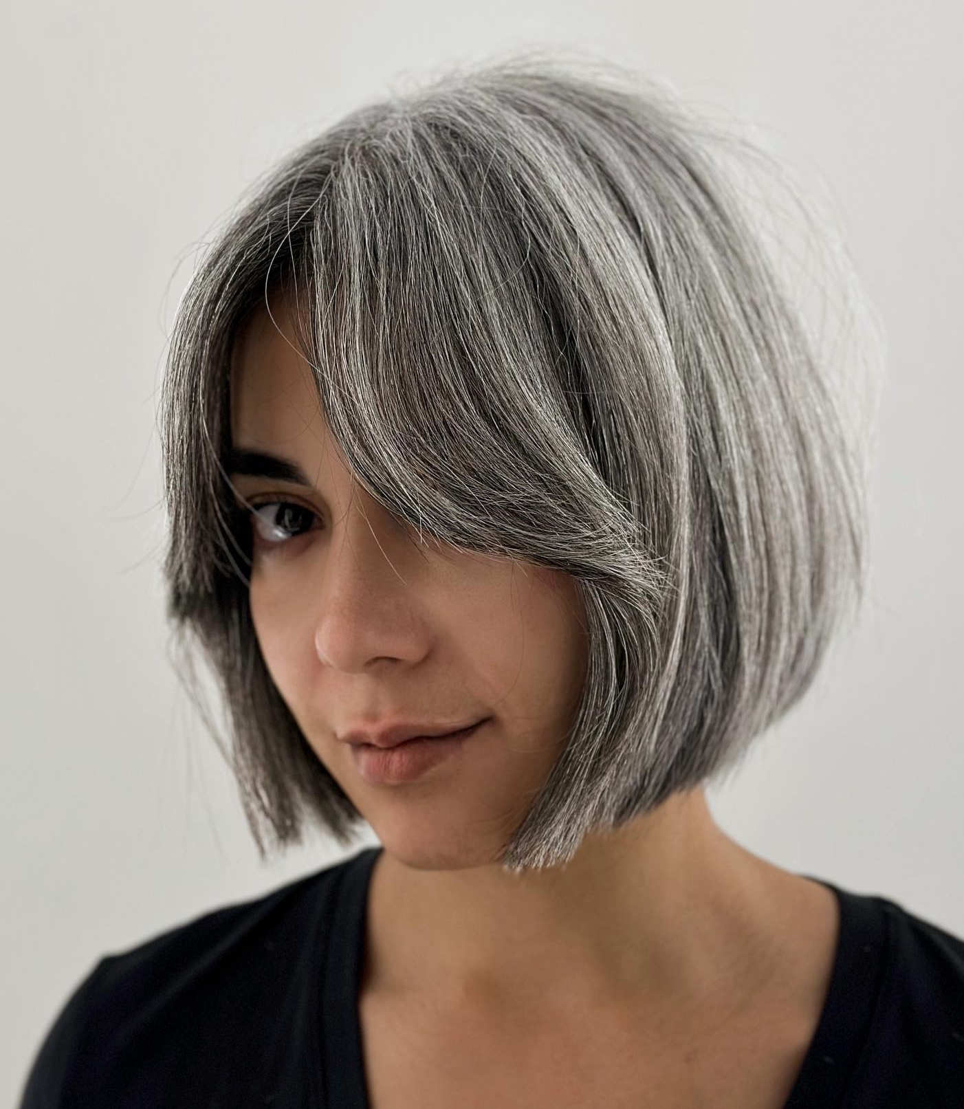 Salt-and-Pepper French Bob