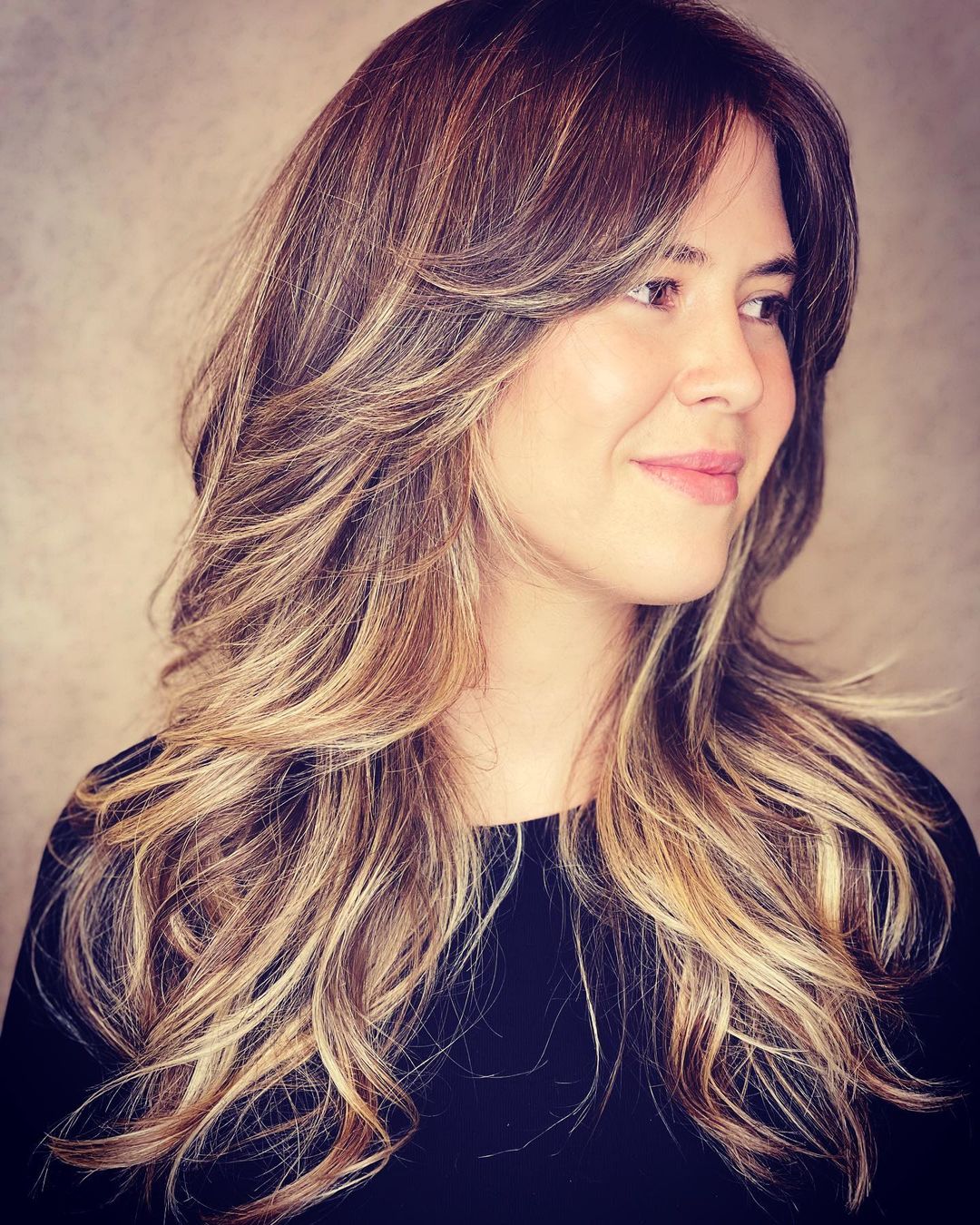 Long Shaggy Haircut with Highlights