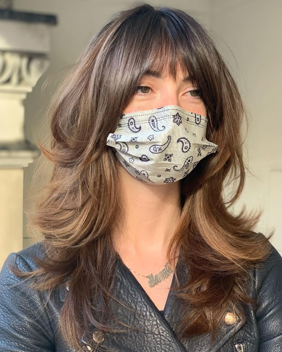 Long Flipped Up Cut with Bangs