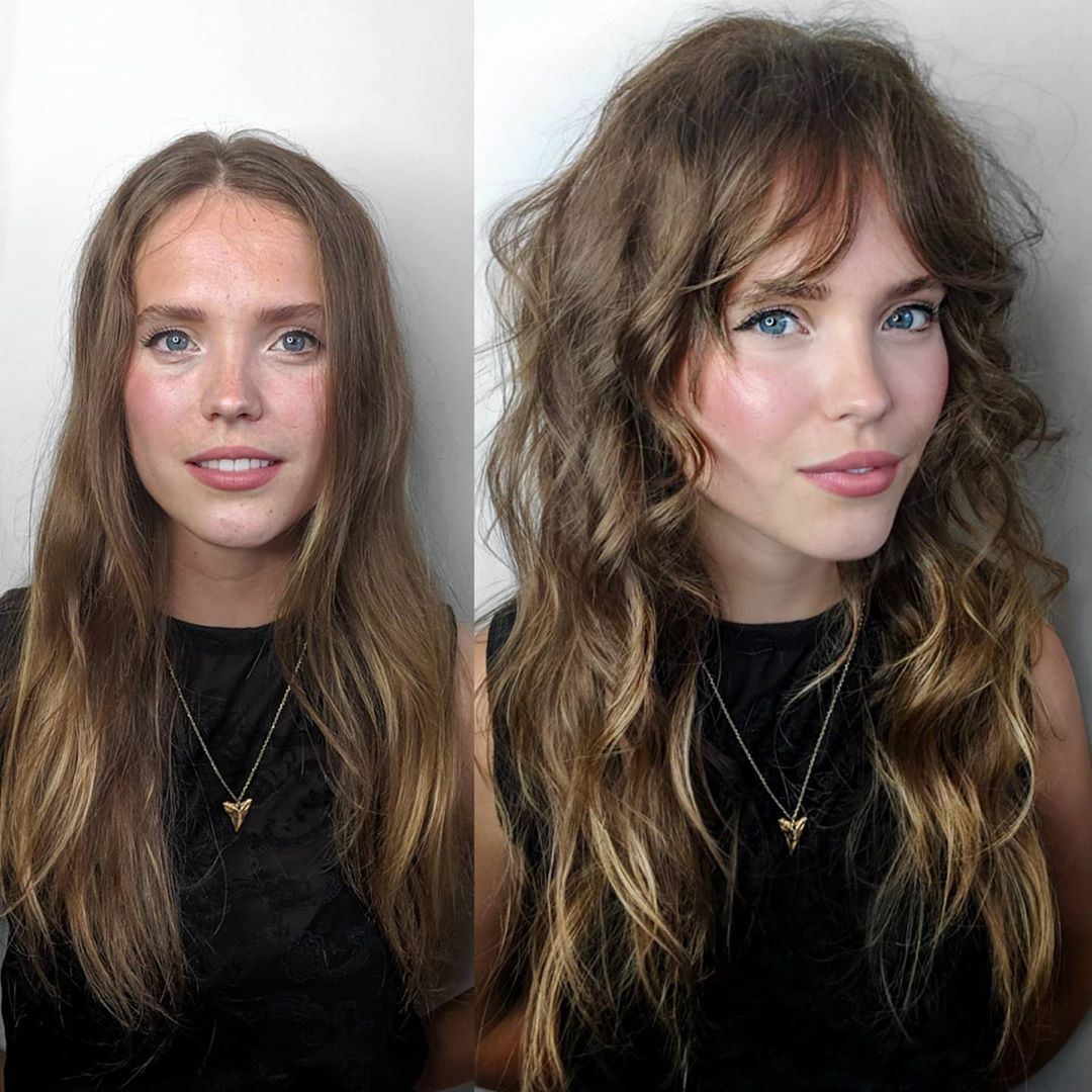 Long Hair with Shaggy Layers and Bangs