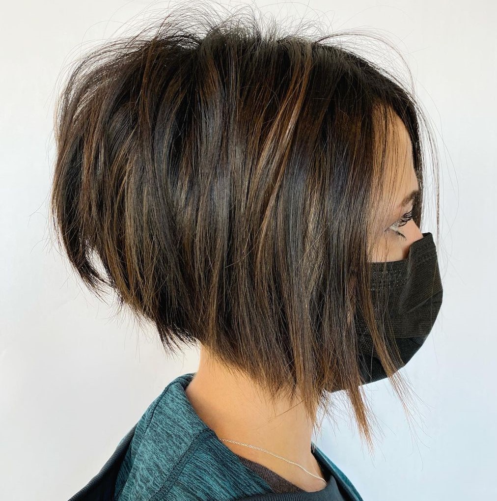 Trendy Chin-Length Shaggy Stacked Bob