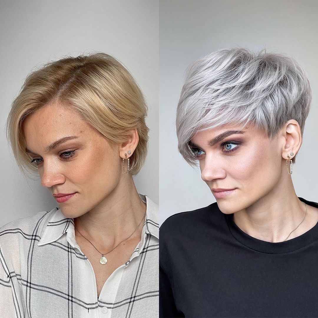 Short Gray Razored Pixie