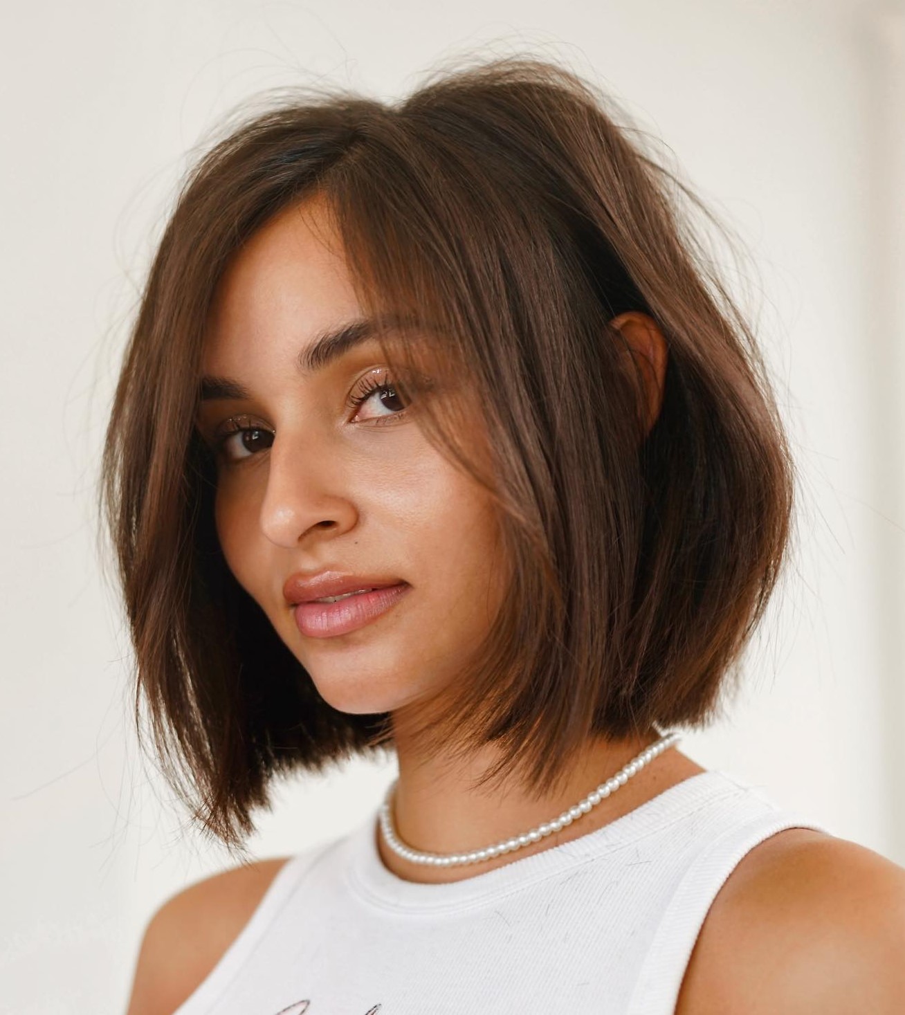 Airy Blunt Bob with a Side Parting