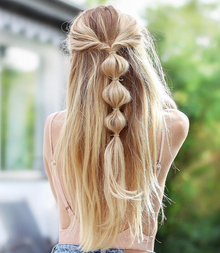 Half-Up Bubble Ponytail Braid
