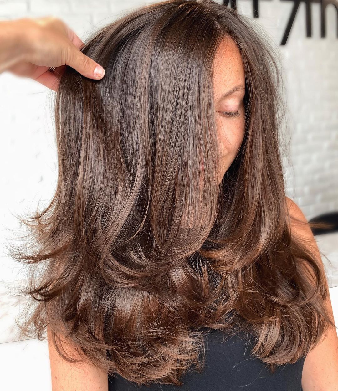 Long Straight Hair with Feathered Layers