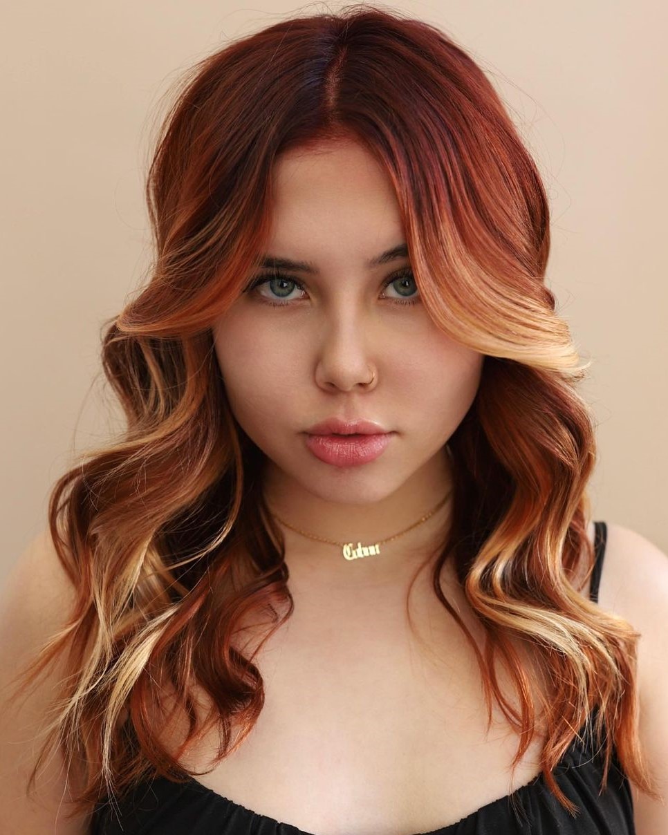 Spicy Blonde and Red Balayage Hair
