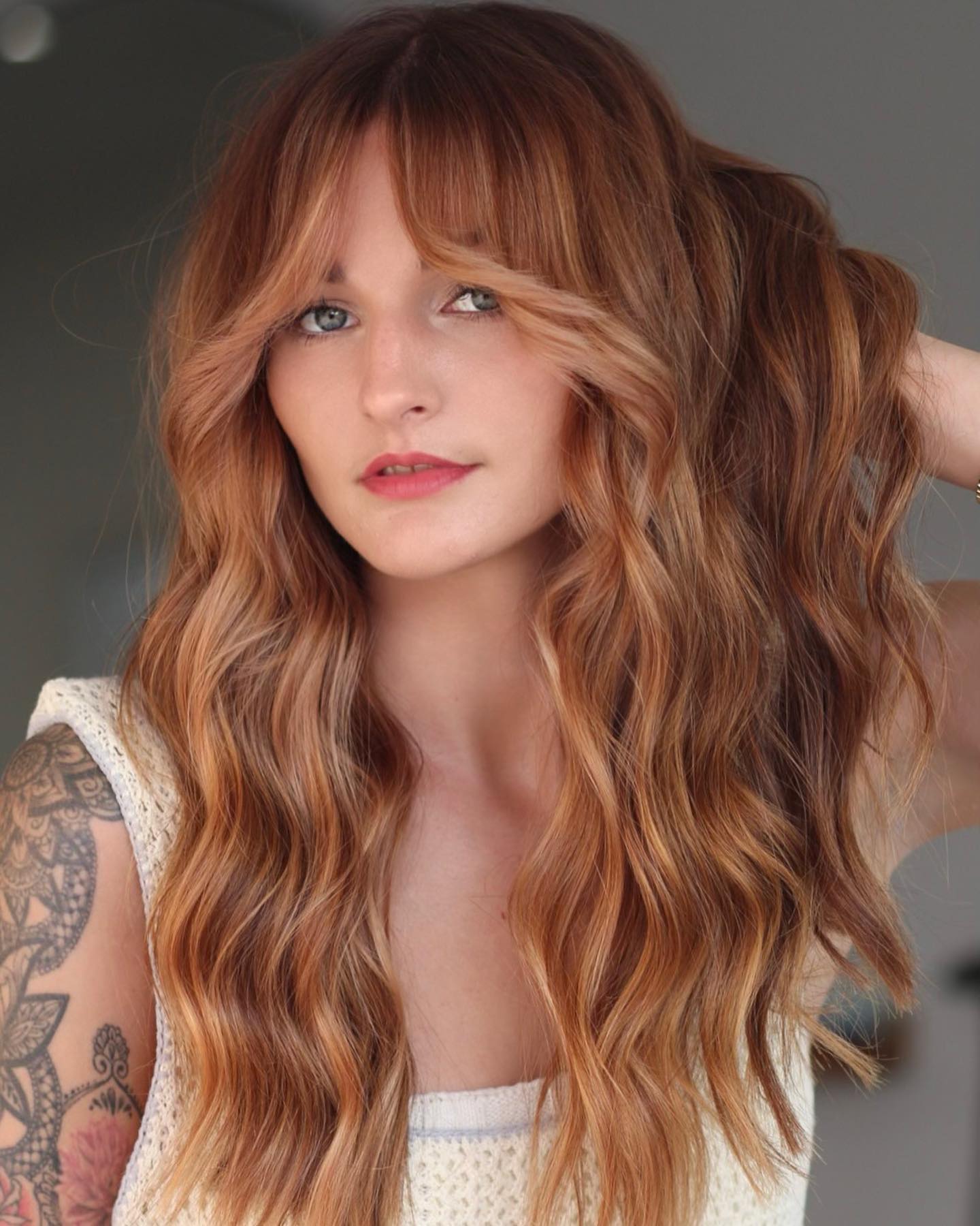 Copper Brown Hair with Strawberry Blonde Highlights