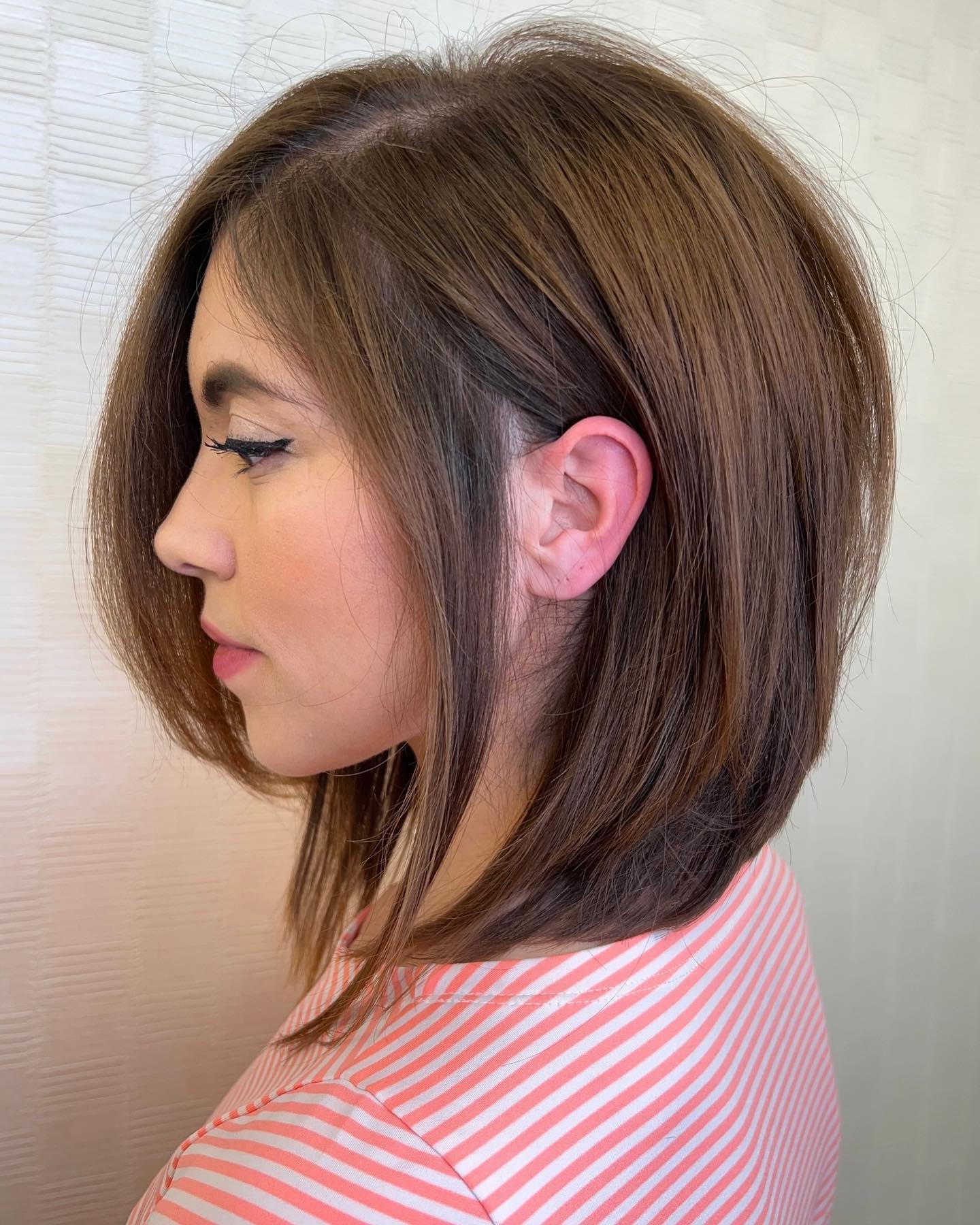 Inverted Lob Haircut with Root Lift