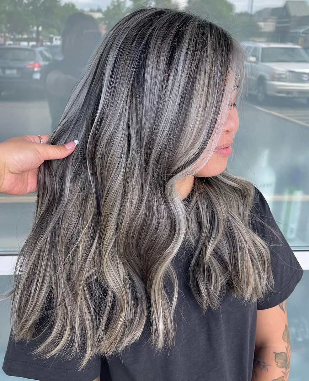Gray Hair with Silver Highlights and Lowlights
