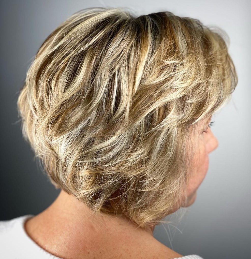 Over 50 Layered Bob for Overweight Women
