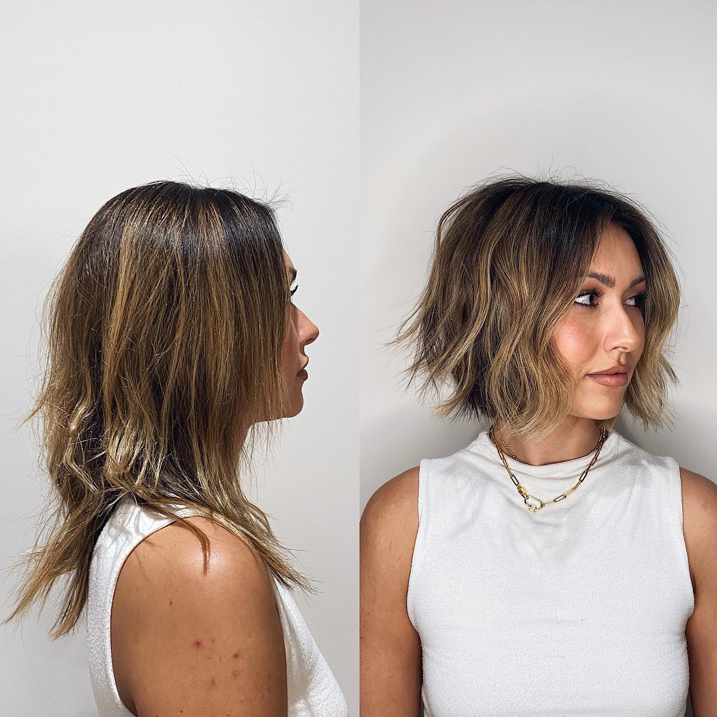 Medium Hair to Short Shag Makeover
