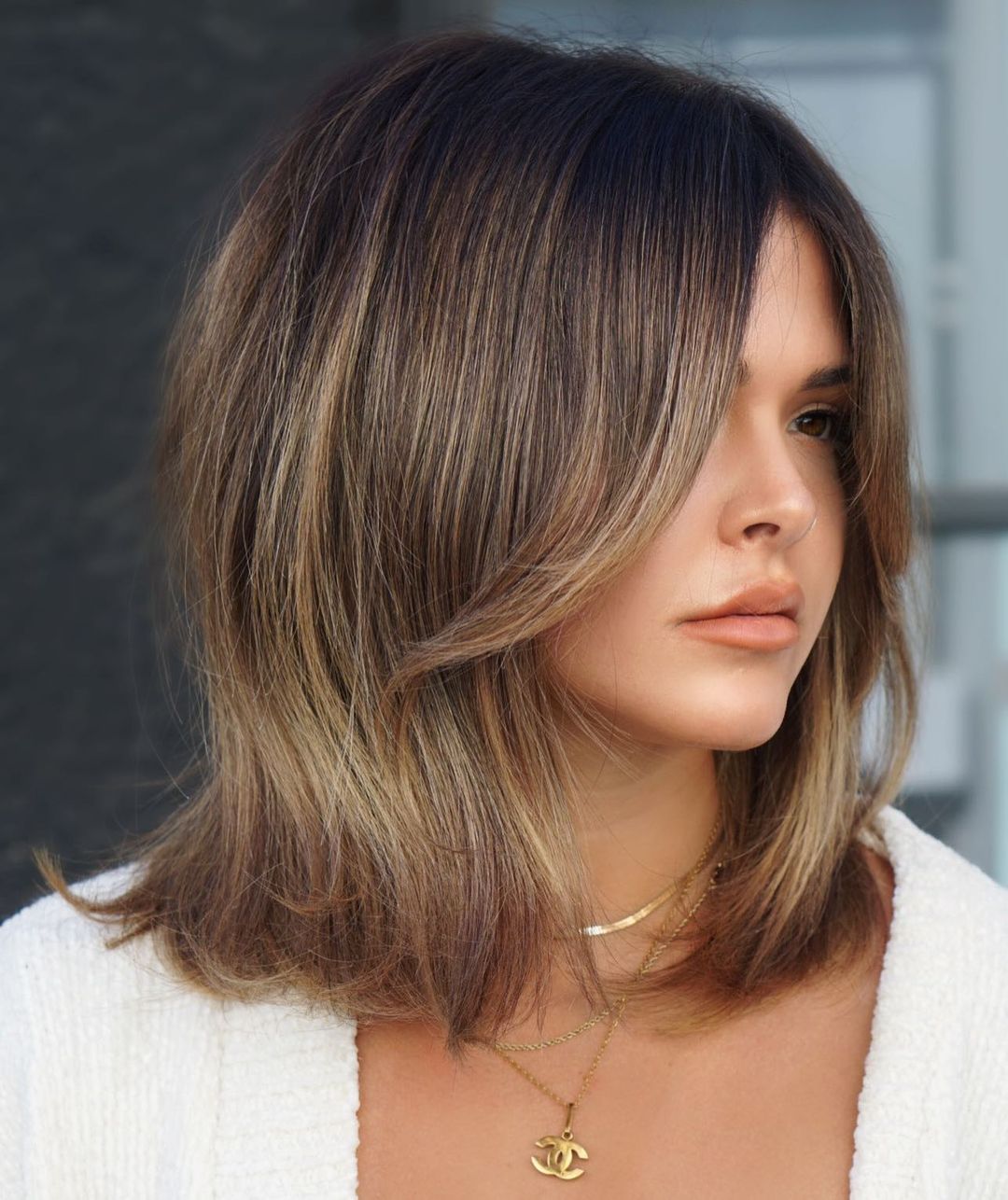 Medium Haircut with Long Bangs