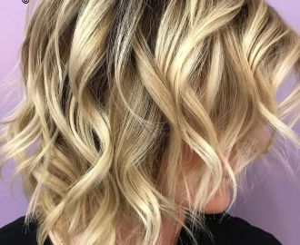 Wavy Piece-y Bob with Blonde Highlights