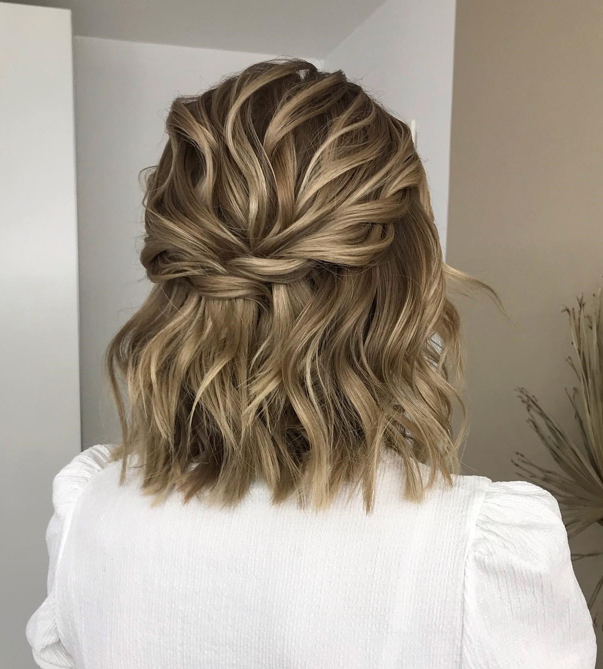 Wedding Twisted Half-Up Bob Hairstyle