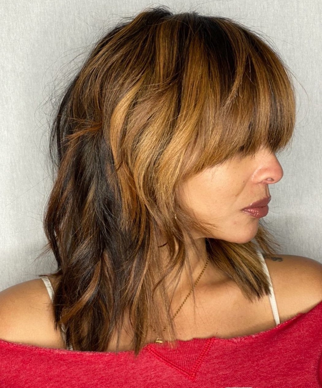 Mid-length Shag with Full Bangs