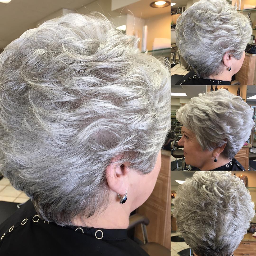 Short Feathered Gray Hairstyle