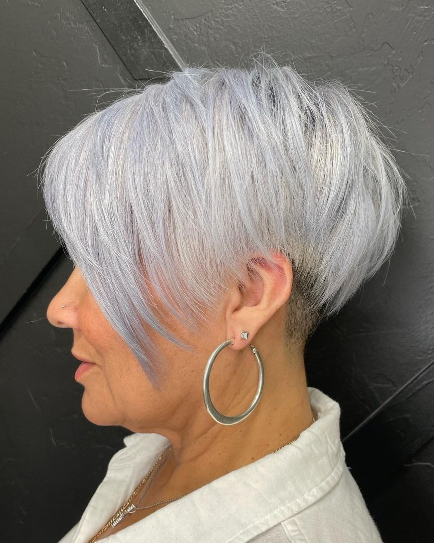 Fashionable Gray Undercut Pixie