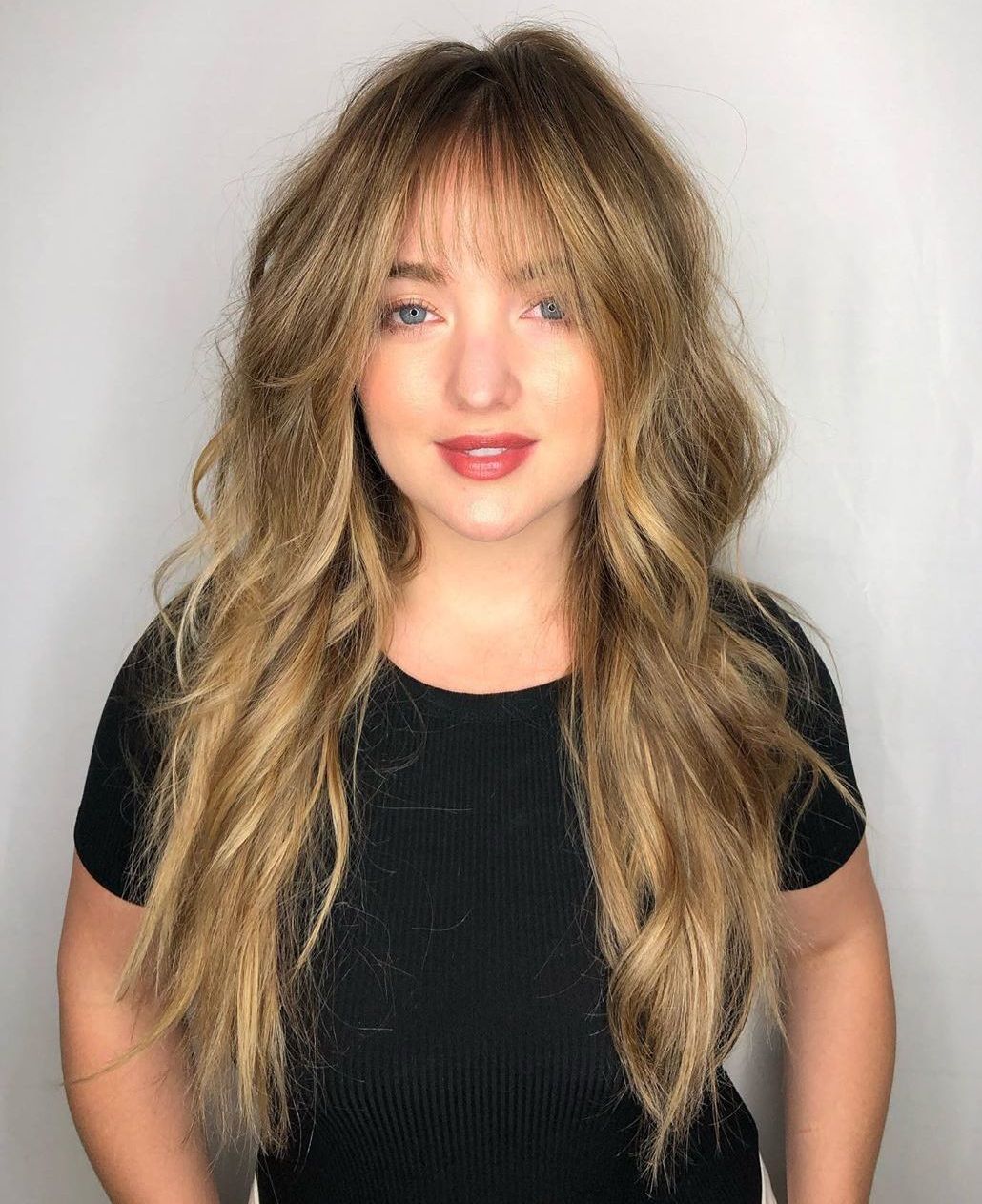 Long Layered Hairstyle with See-Through Bangs