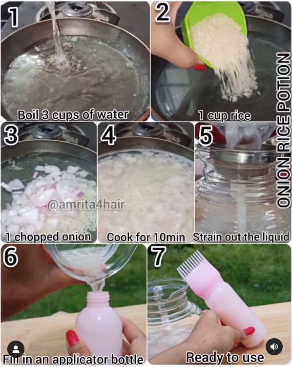 Rice Water with Onion for Hair and Hair Growth