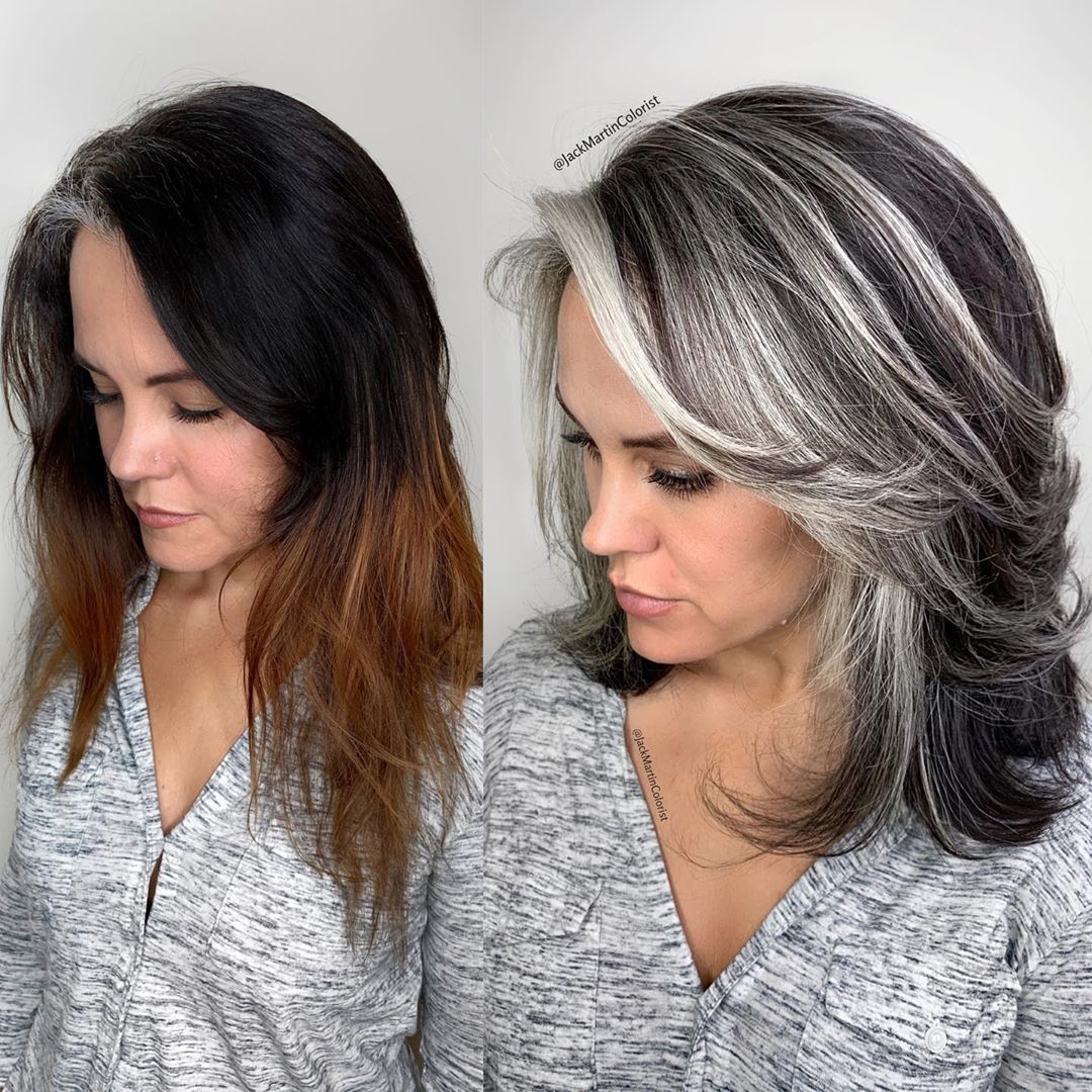 Shoulder Length Salt and Pepper Hair